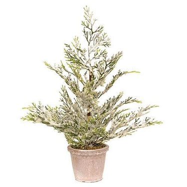 Snowy Juniper Tree In Planter - The Fox Decor